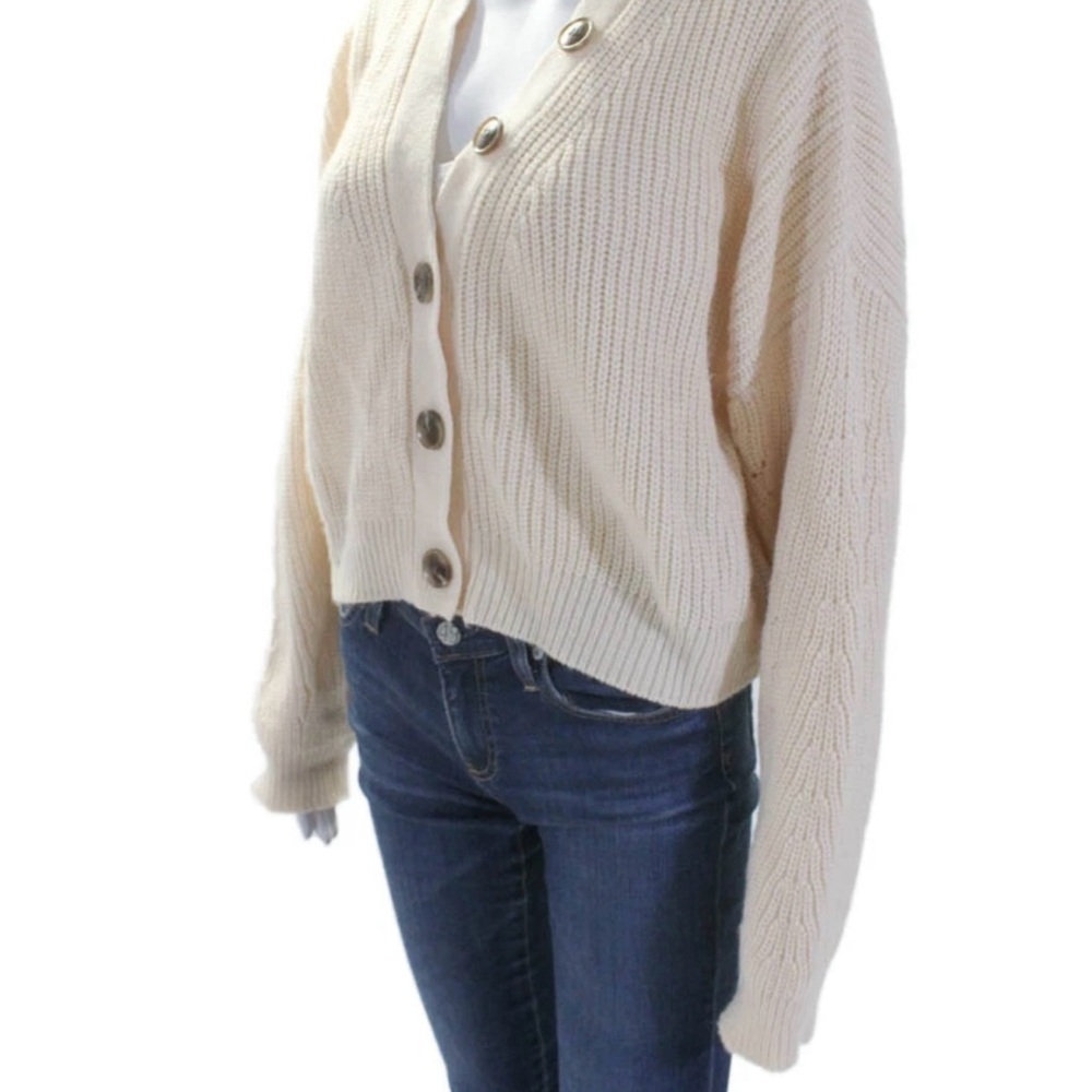 Audrey 3+1 Cream Button-Up Cardigan Size M/L - Picture 8 of 9